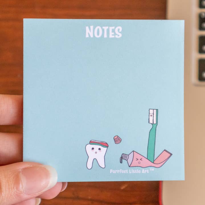Personaliseret tandlægetema notesblok - ikke klæbrige noter for engroshandel hos Purrfect Little Art