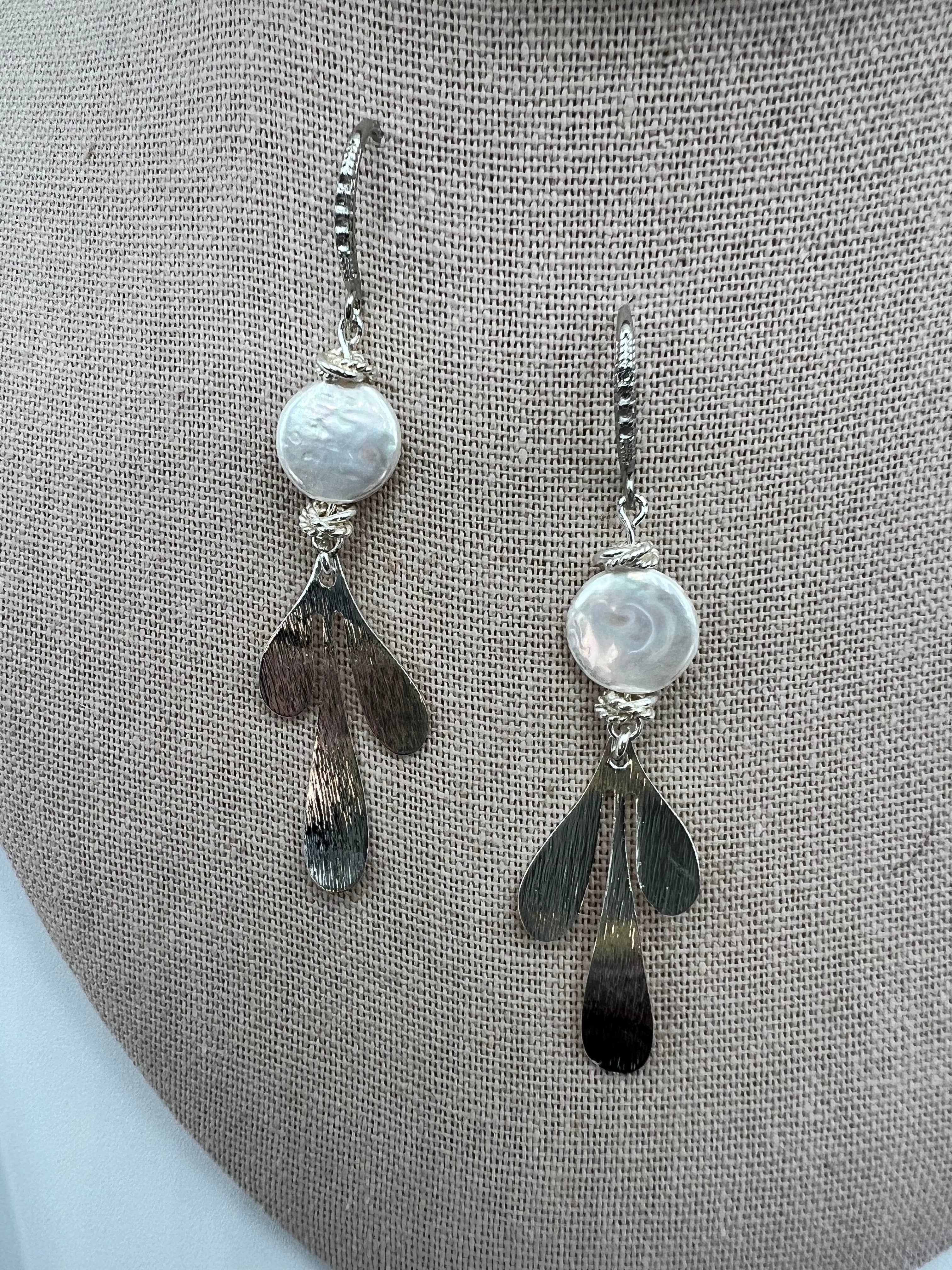 Ritzy Roxx - Wholesale Dangle Earrings - Gemstone Earrings/ Siver Leaf, Coin Pearl1