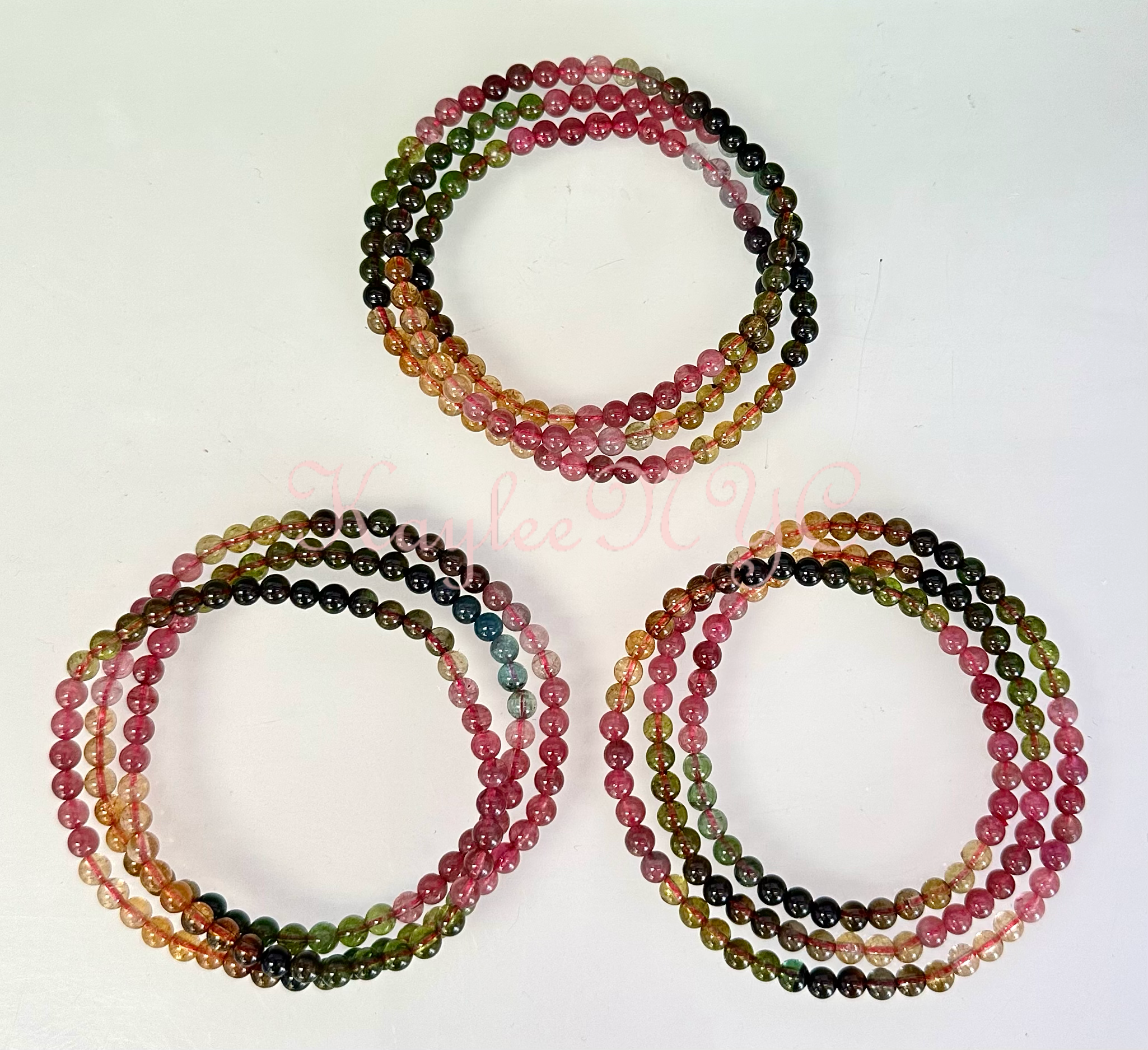 KayleeNYC - Wholesale Jewelry Set - Natural Watermelon Tourmaline 4mm 22” Bracelet/Necklace2