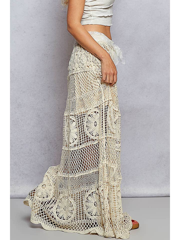 Pol Clothing - Wholesale Skirt - Women's - Crochet long flare elastic waist band skirts1