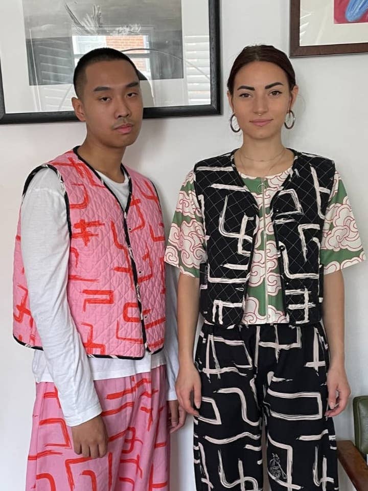 Galaxy Reversible Black & Pink Quilted Gilet for wholesale by Wild Clouds