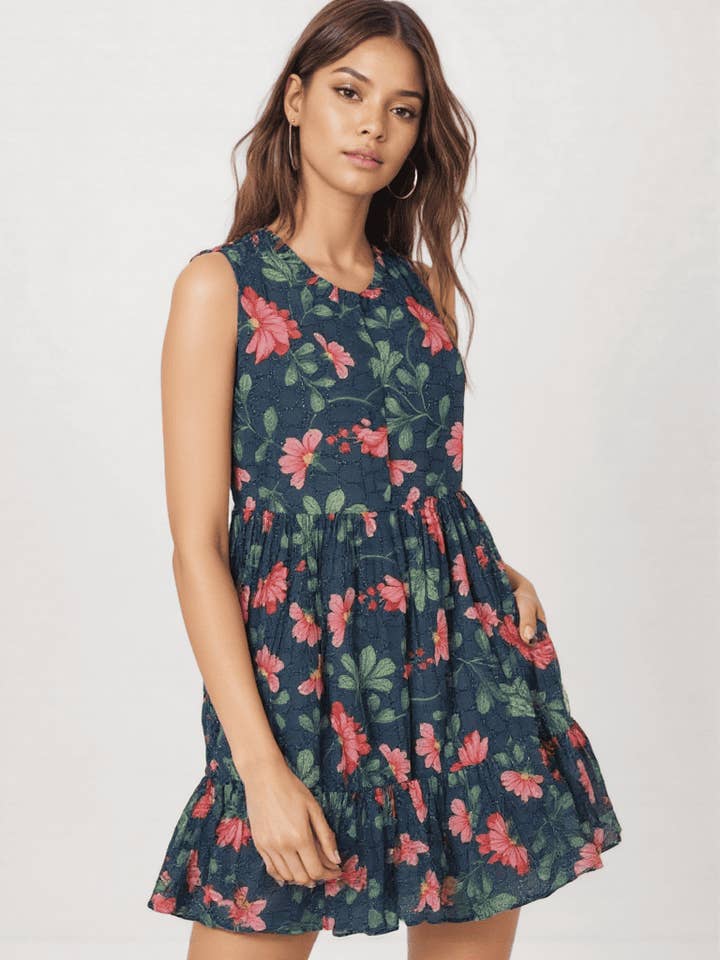 Cotton Eyelet Floral Mini Dress for Women for wholesale by Ariastop.com corporation