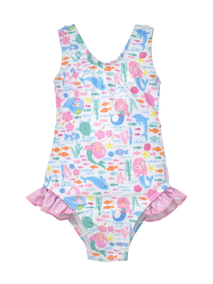 Flap Happy - Wholesale One Piece Swimsuit - Kids - UPF50+ Girls Delaney Swimsuit - Pink Gingham Seersucker0