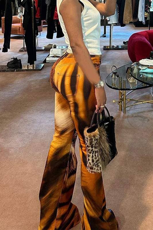 BROWN tiger graphic long pants for wholesale on Faire1