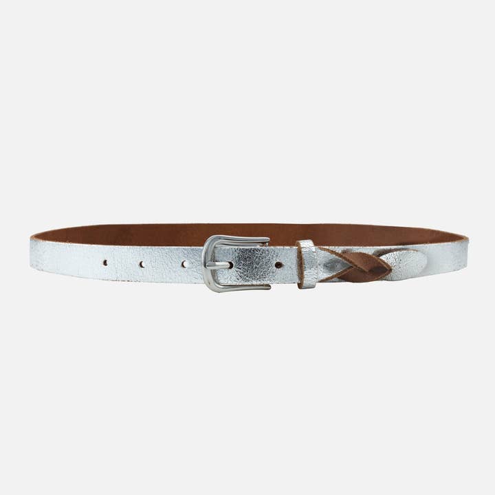 GISELLE SILVER BELT - SKINNY METALLIC GOLD BUCKLE for wholesale on Faire