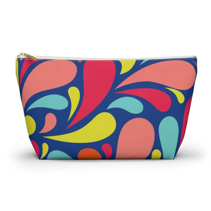 Colorful Raindrops T-bottom Zipper Organizer Pouch for wholesale by Pugs In Mugs Creations