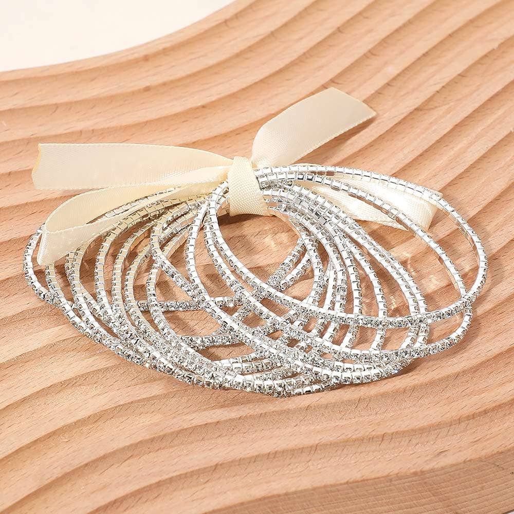 Sensibling Corp. – Großhandel Schmucksets – 12 Stück - Band Schlank Strass Stretch Mehrschichtiges Armband17