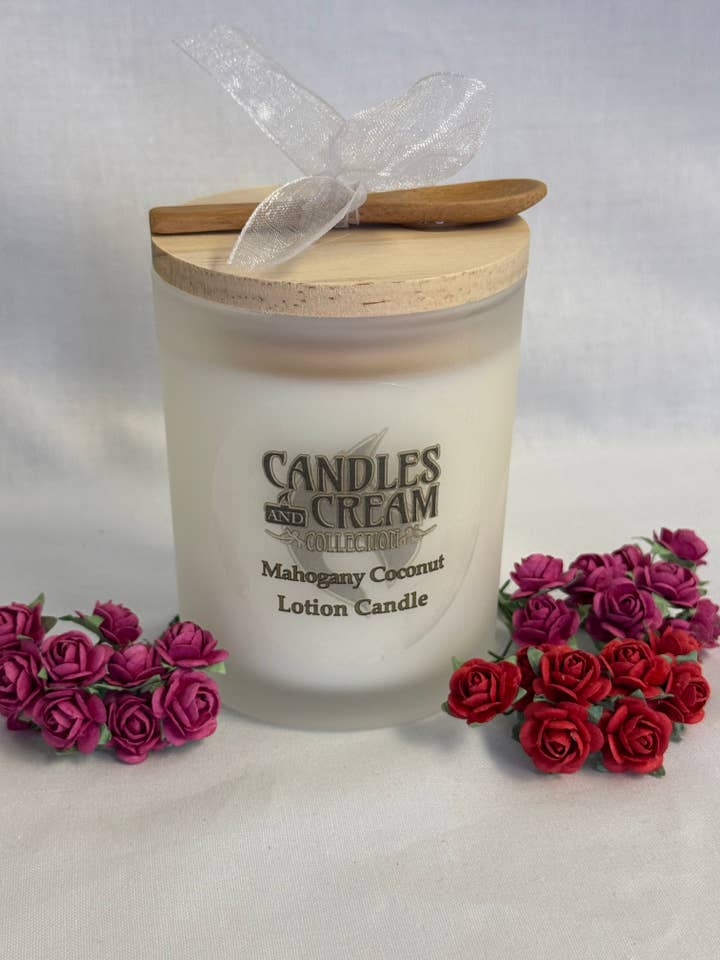 9 oz Frosted glass jar Lotion Candle for wholesale by Candles and Cream Collection