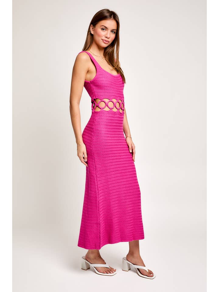 LE LIS - Wholesale Dress - Women's - SQUARE NECK SLEEVELESS CROCHET MIDI DRESS24