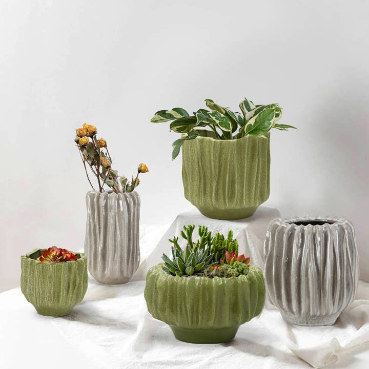 Galore Home - Wholesale Plant Pot - Rippled Haven Pots/Planters, Medium (H-6, D-10"x 9.75")2
