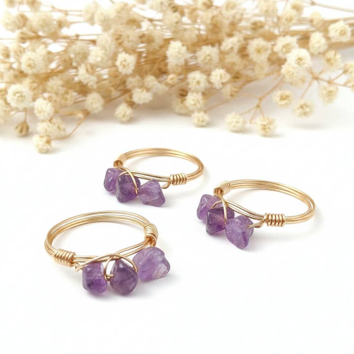 Produtos Namasté - Wholesale Single Stone/Solitaire Ring - Amethyst Stone Ring