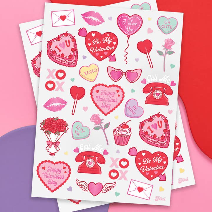 xo, Fetti - Wholesale Temporary Tattoo - Valentines Day Temporary Tattoos, Galentines Heart Favors