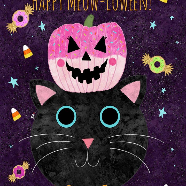 Ruthie Romero Illustration – Großhandel Halloween-Karten – Happy Meow-Loween-Kitty-Grußkarte1