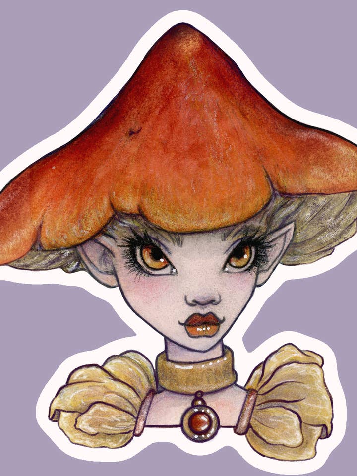 Autocollant Funguary's avec chapeau de sorcière, champignon et fée pour la vente par Faeries of Glittering Glen