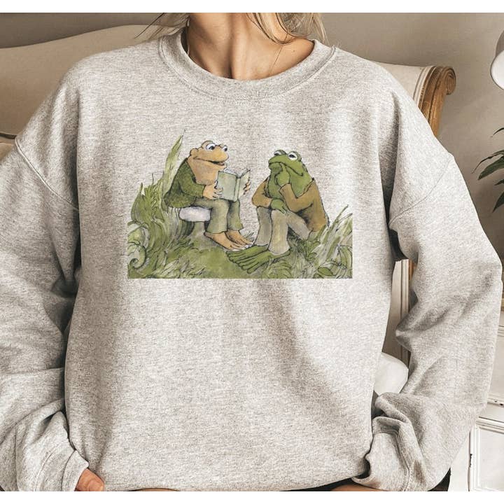 Frog & Toad Reading In The Grass Crew Sweatshirt for wholesale by Peach Closet