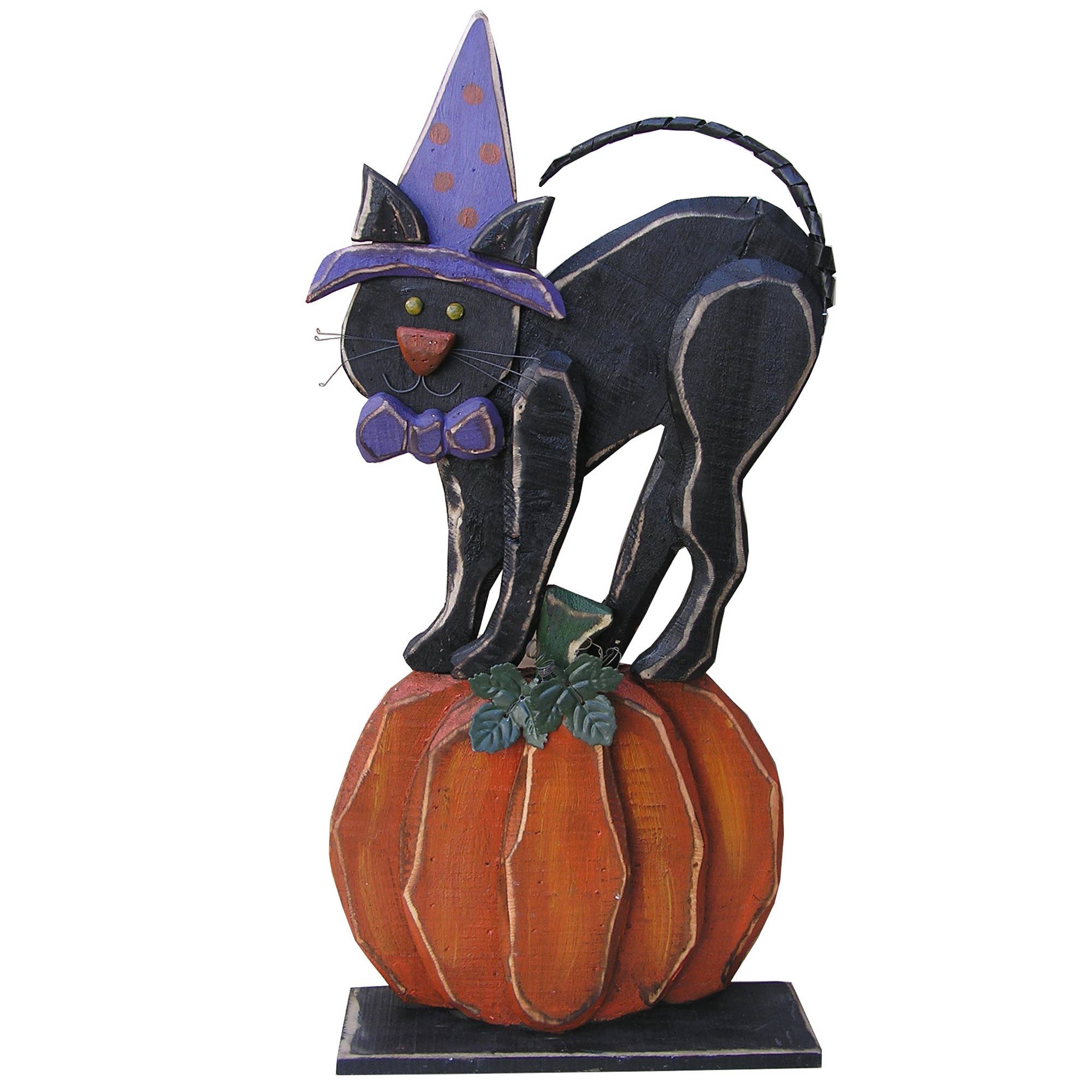 Hi-Line Gift Ltd. - Wholesale Christmas decoration - 30in Wooden Black Cat on Pumpkin Halloween Décor2
