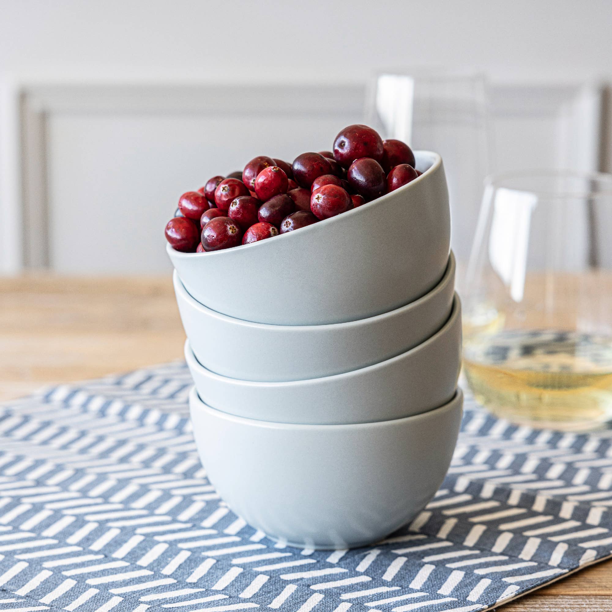 Fog Blue Mini Stoneware Bowls Hosting Essential– Set of 4, 9oz for wholesale on Faire3