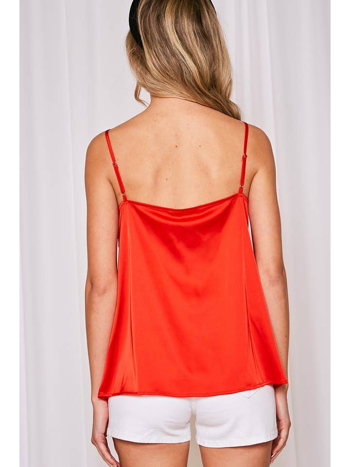 Vine & Love - Wholesale Camisole - Women's - Adjustable Straps Lace Trim Satin Camisole Tank Top VT3184122