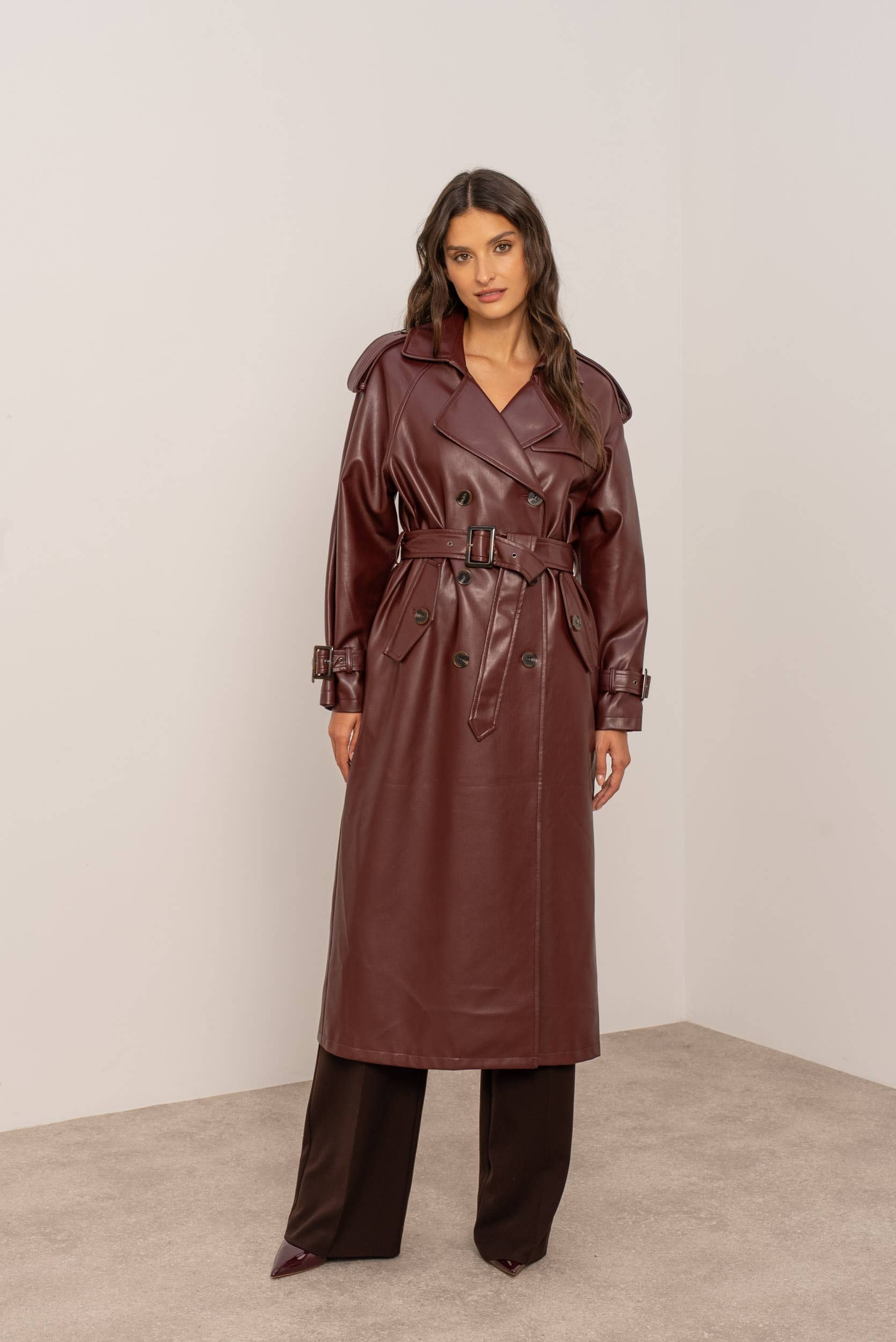 Attentif Paris - Wholesale Trench Coat - Women's - Long vegan leather trench coat18