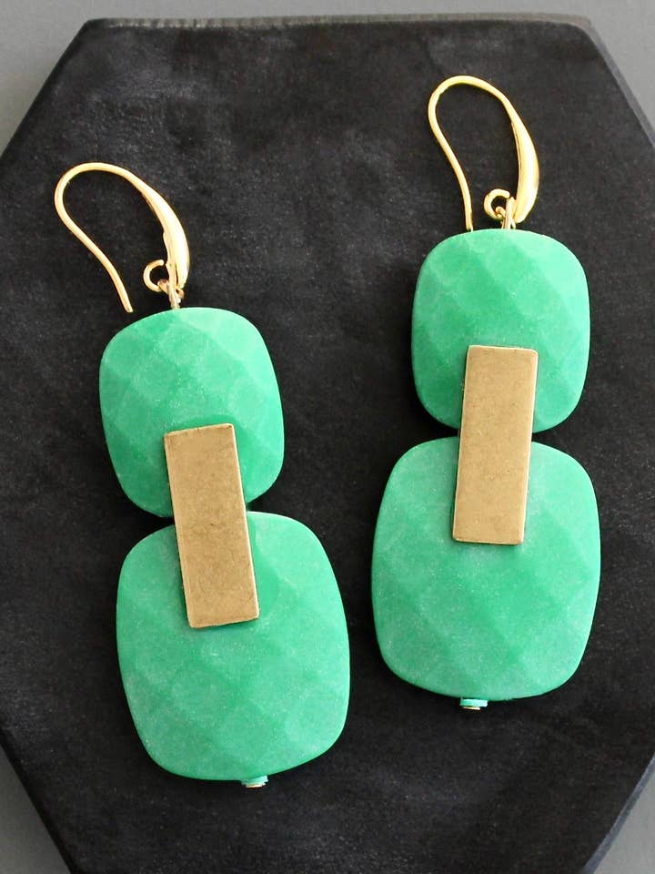 KYLE55 green geometric earrings for wholesale by David Aubrey Jewelry