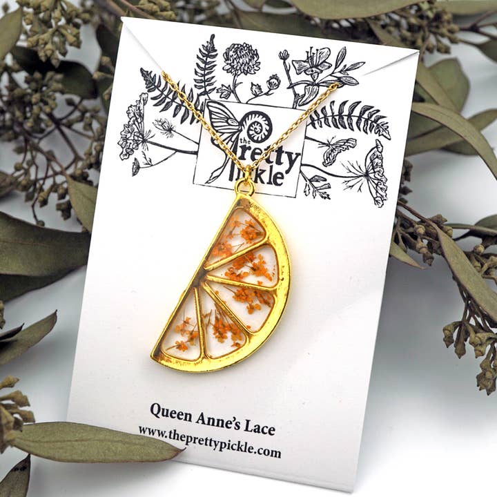 The Pretty Pickle - Venta al por mayor Collares con colgantes/abalorios - Collar de rodaja naranja/lima9