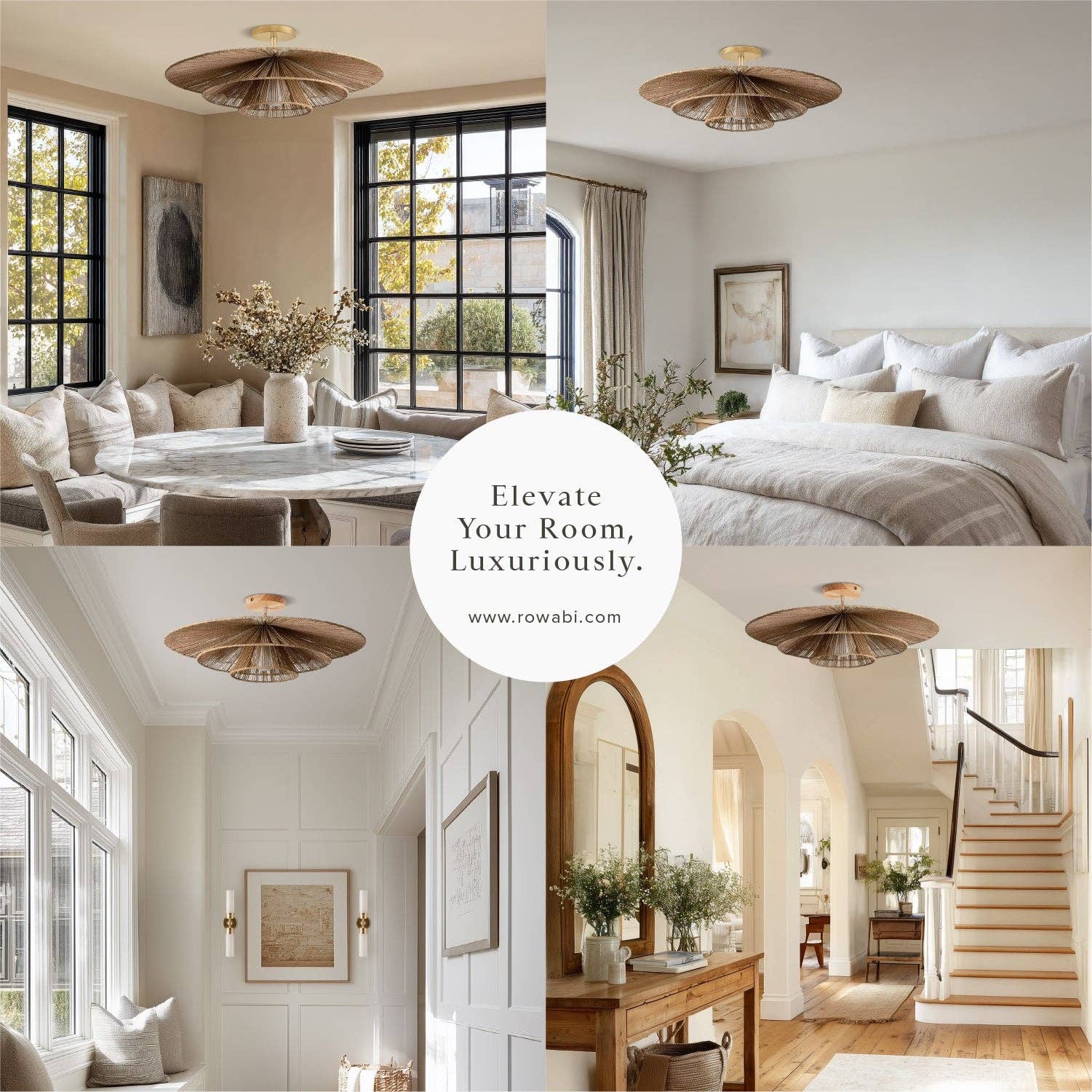 Rowabi - Wholesale Chandelier/Hanging Light - Sammie Tier Rattan Flush Mount Light4