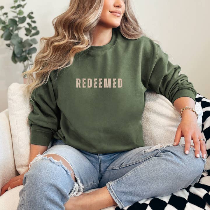Wholehearted Motherhood and Co. - Wholesale Graphic Sweatshirt - Unisex - Redeemed Graphic Faith Sweatshirt - Christian Sweatshirt