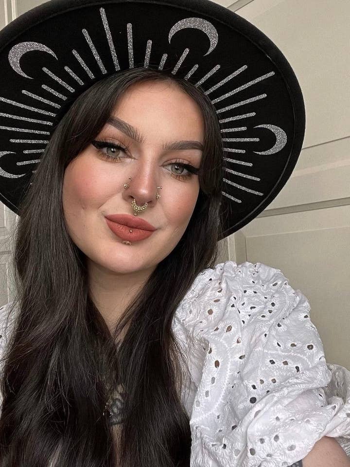 Vegan Felt Hat - XL Brim - "Glitter Moon Burst" for wholesale by Witchwood Bags