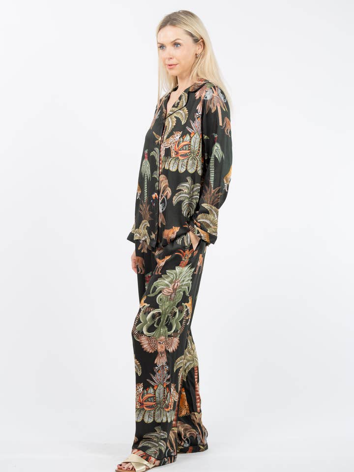 BLACK TRAJI RELAX FIT PAJAMA SET  for wholesale on Faire2