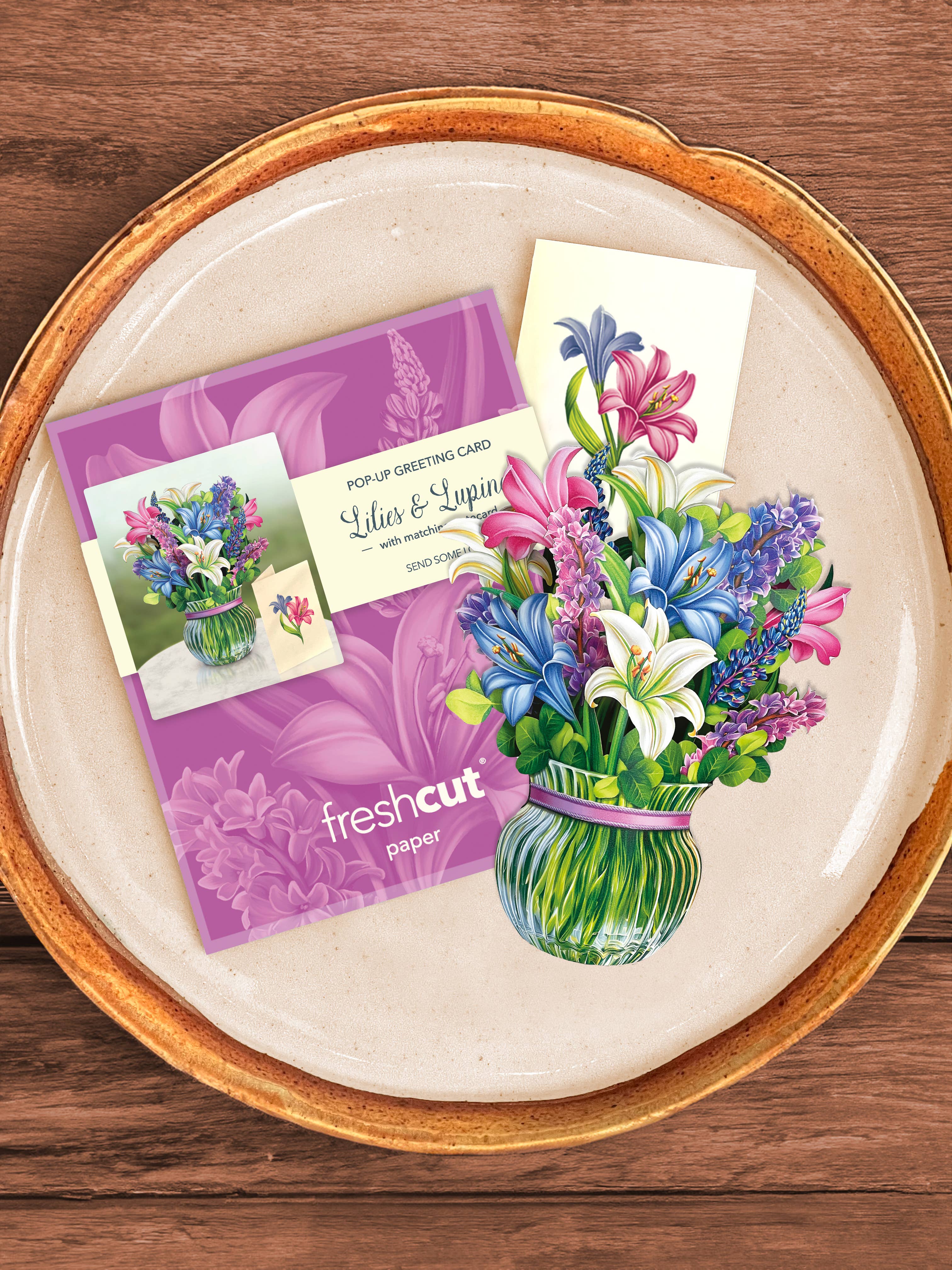 FreshCut Paper LLC - Wholesale Everyday Greeting Card - Mini Lilies & Lupines (10 Pop-up Greeting Cards)2
