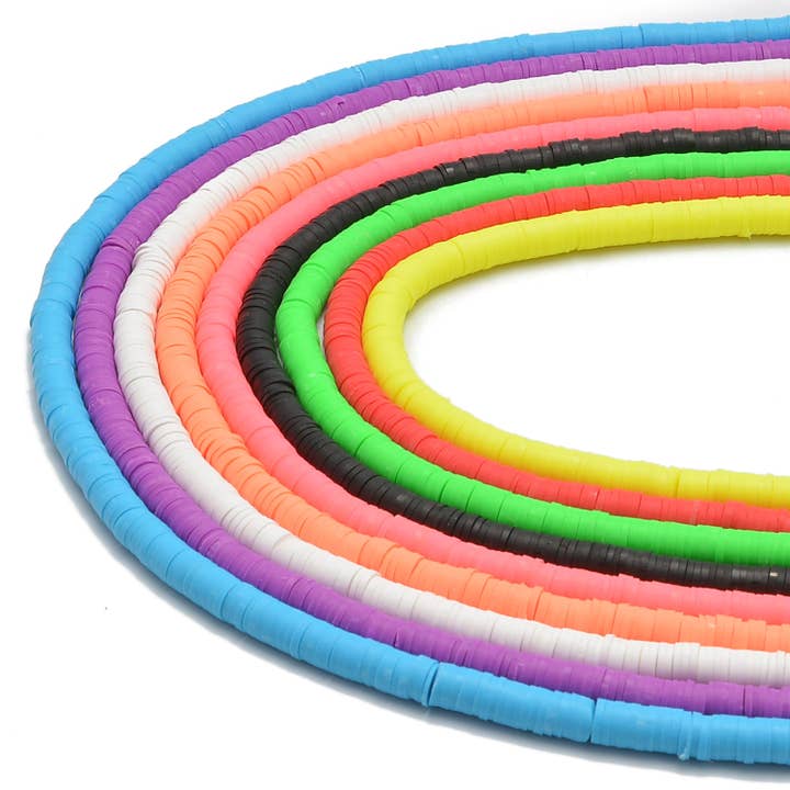 Perles rondelles en pâte polymère Heishi Disques Perles tribales africaines 1x6mm 15,5" Brin pour la vente par CRCBEADS