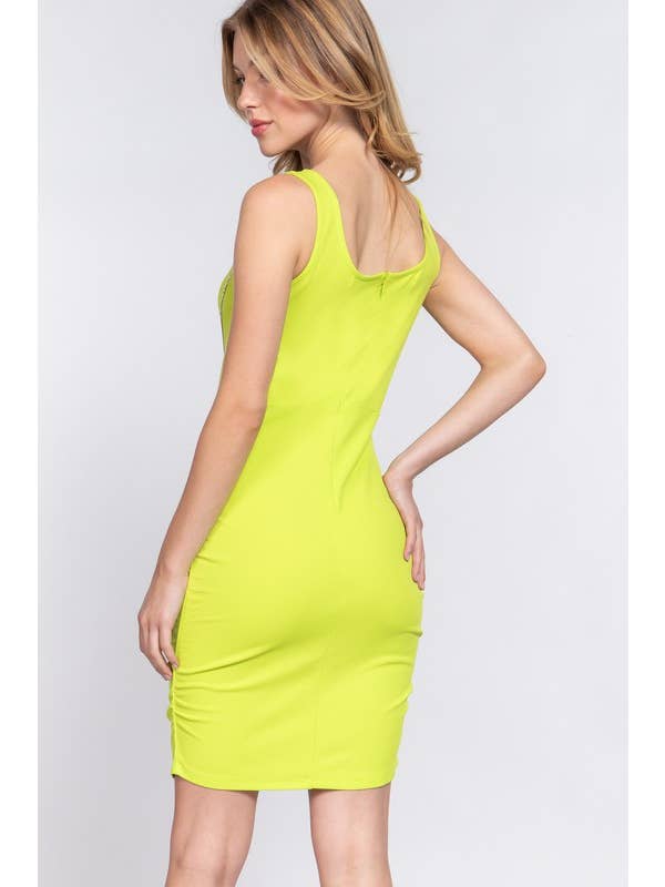 Active Basic | Active USA – Engroshandel Kjole - Dame – Ærmeløs Rhinestone Bodycon strikket minikjole1