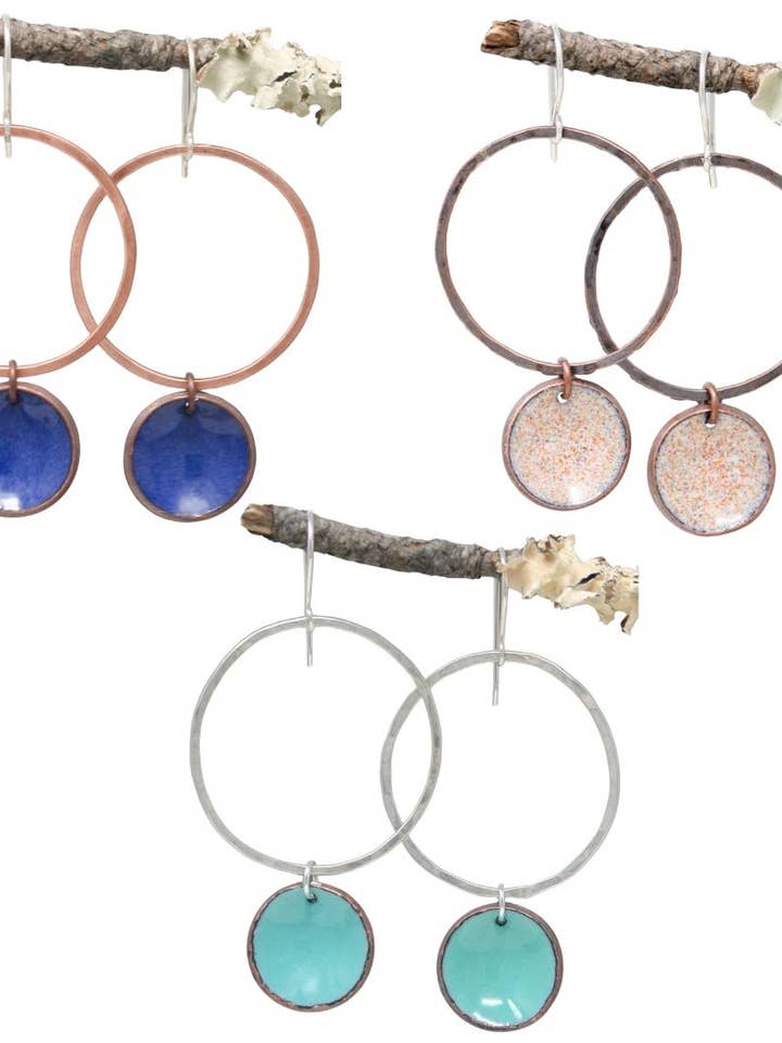 Emaille-Penny-Kupferohrringe, Schmuck, Hängeohrringe für den Großhandel von Rising Jewelry