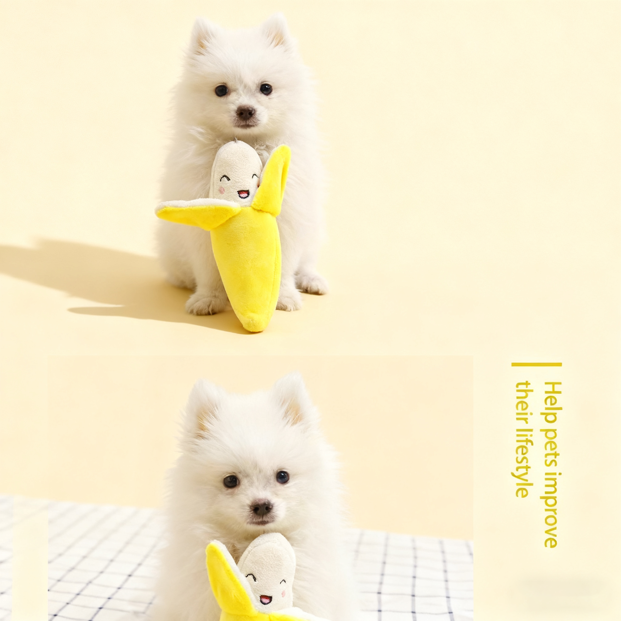 YELLOW Plush Banana Squeaky Toy for Dogs and Cats_CWMM10934 for wholesale on Faire0