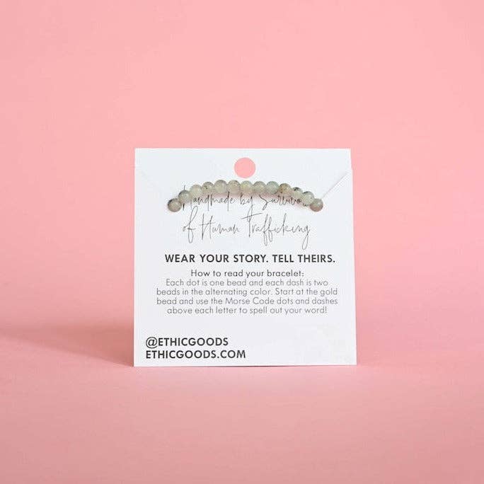 Army Green Gold Morse Code Bracelet | STRENGTH for wholesale on Faire3
