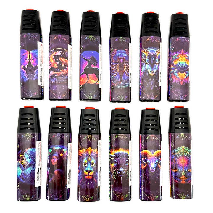 Novelty Brands - Wholesale Lighter - Torch Blue Zodiac Torch Lighter Assortment - 12/Display2