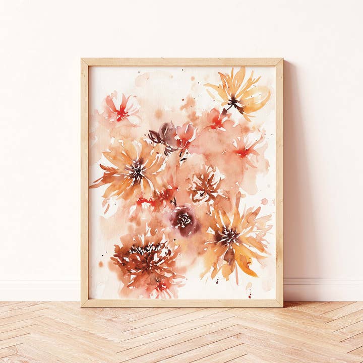 Yellow Retro Sun Beams Watercolor Print for wholesale by Paperbec Design Co.