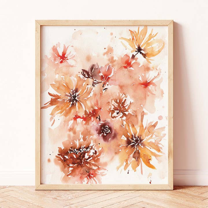 Yellow Retro Sun Beams Watercolor Print for wholesale by Paperbec Design Co.