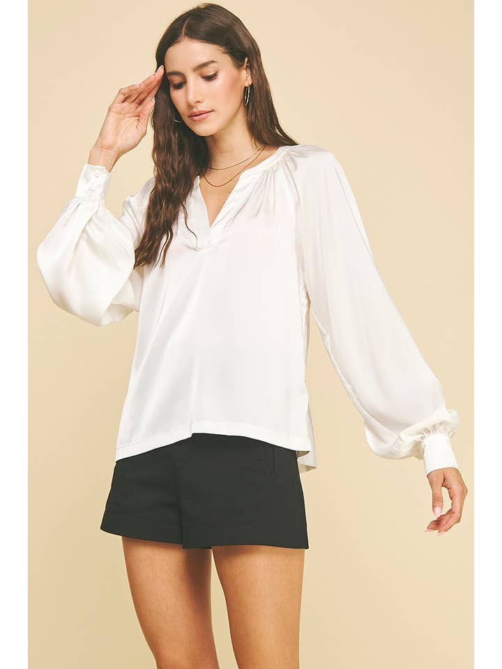 PINCH - Wholesale Blouse - Women's - V-NECK WOVEN BLOUSE TOP - 6183T1