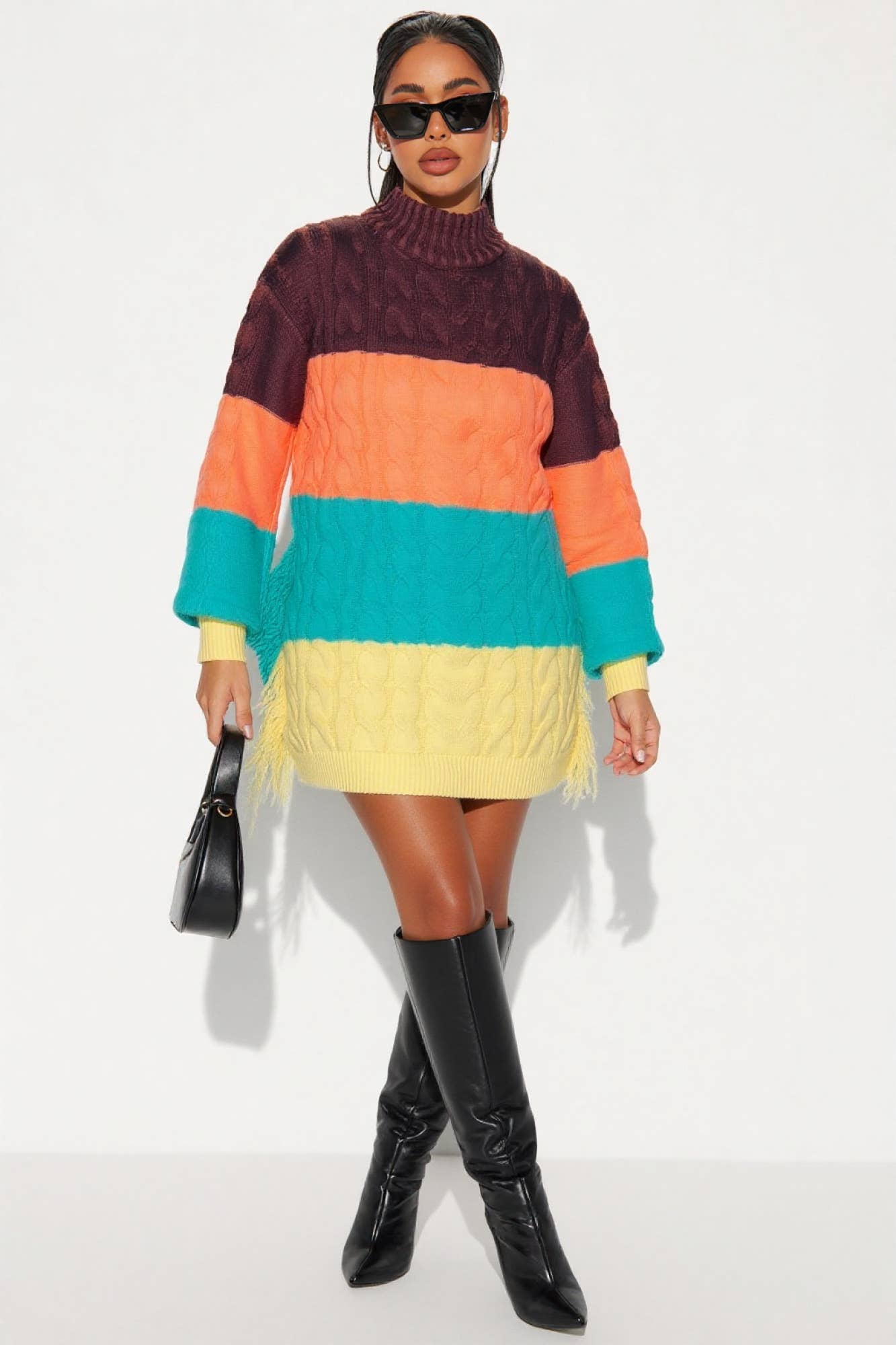 5besties inc - Wholesale Tuniektrui - Dames - SWEATERJURK MET KLEURVLAKKEN5