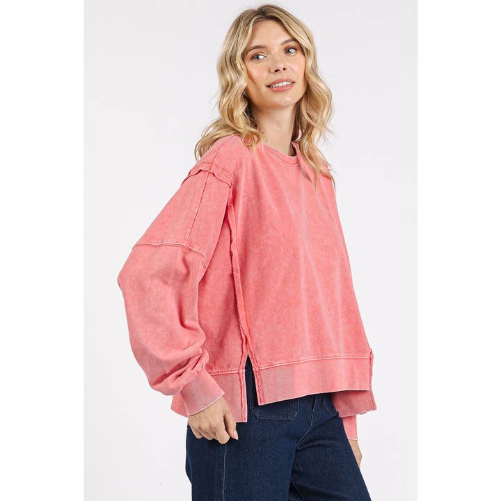 mittoshop - Wholesale Knit Top - Women's - MINERAL WASH STEP HEM CREW NECK LONG SLEEVE TOP8