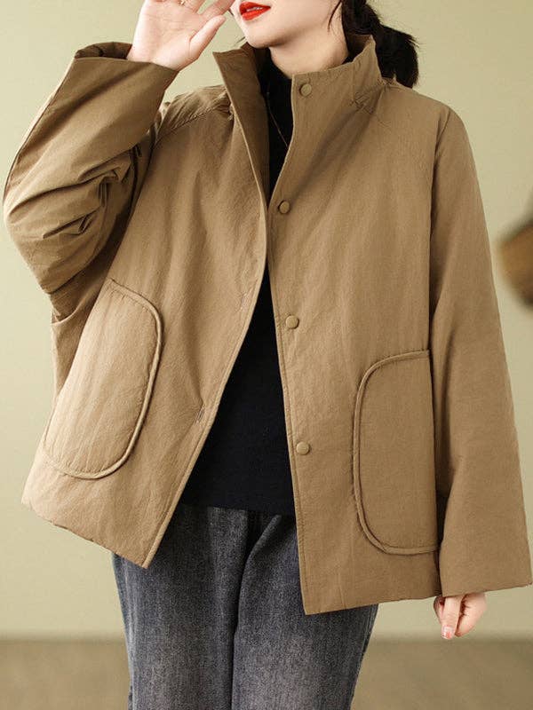 Abrigo acolchado de cuello alto con cuello alto acolchado de lunares y lunares holgados de manga larga para venta al por mayor de VividLux