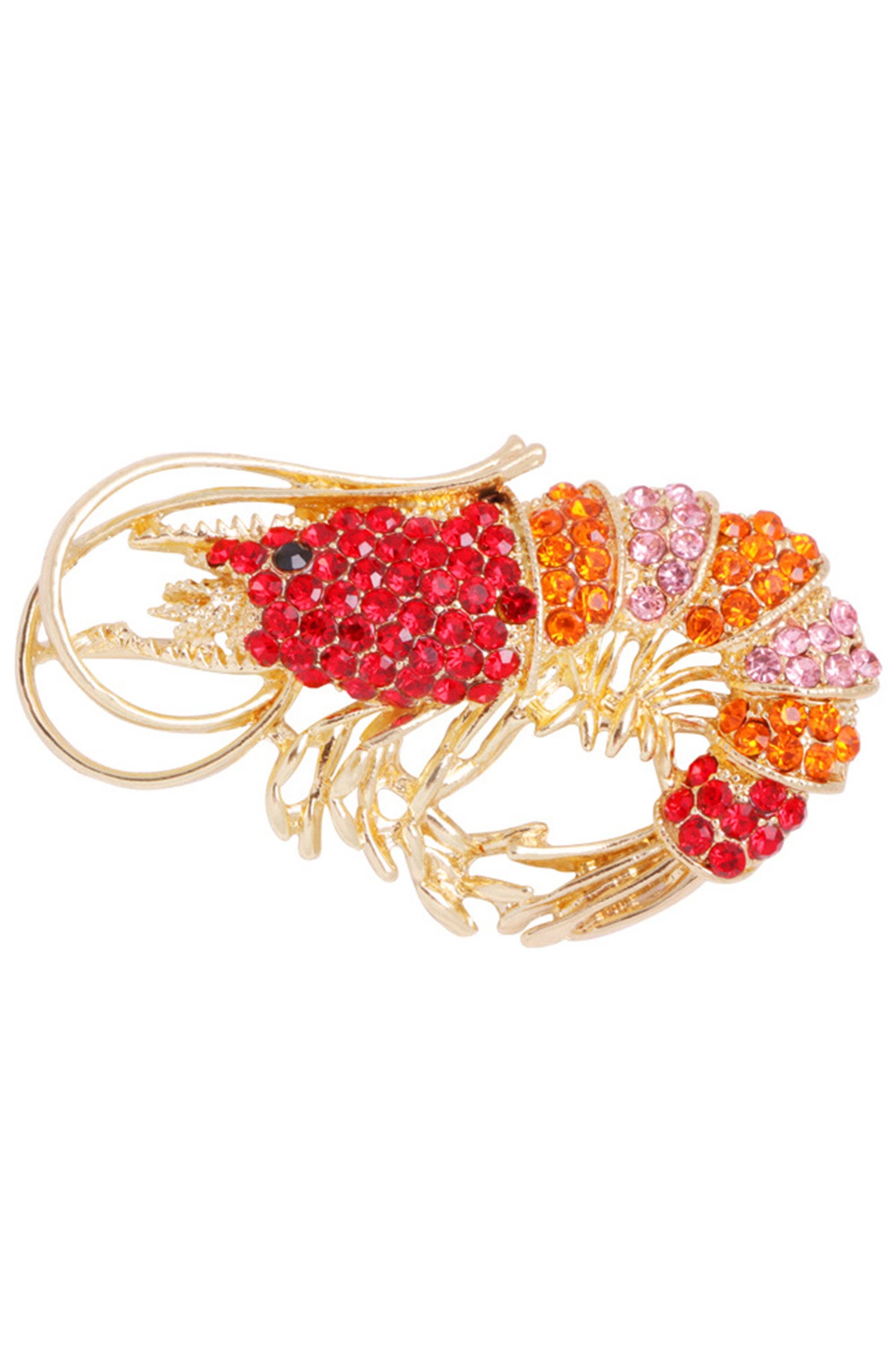 Red Shrimp Rhinestone Brooch PA3514 for wholesale on Faire0