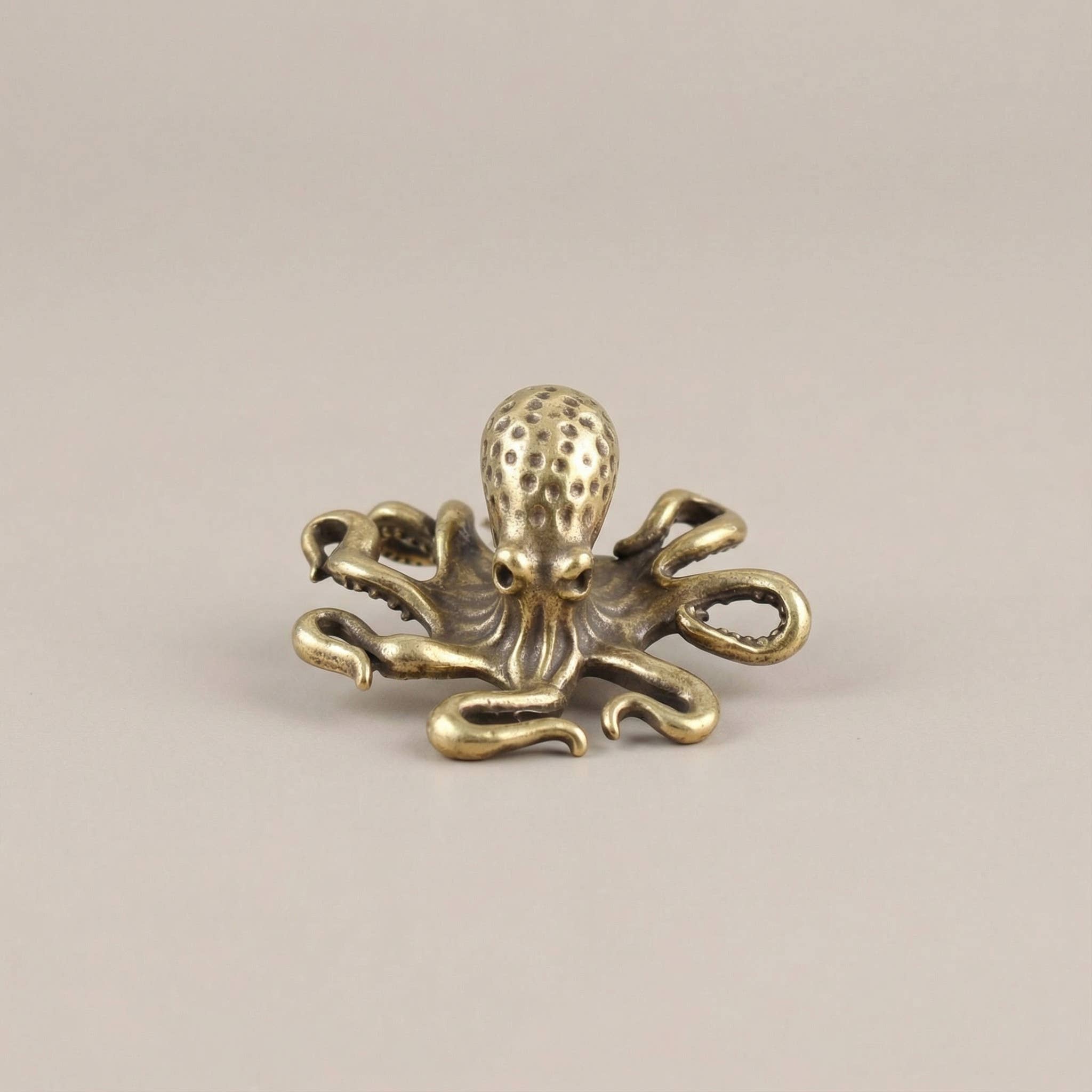 Kiyo Home - Wholesale Decorative Figurine - Small Brass Octopus Decor | Brass Figurine | Ocean Decor