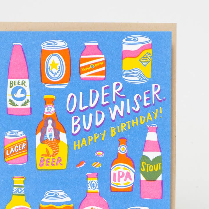 Egg Press Manufacturing - Wholesale Birthday Card - Bud Wiser Birthday Punny Letterpress Greeting Card by Hello!Lucky