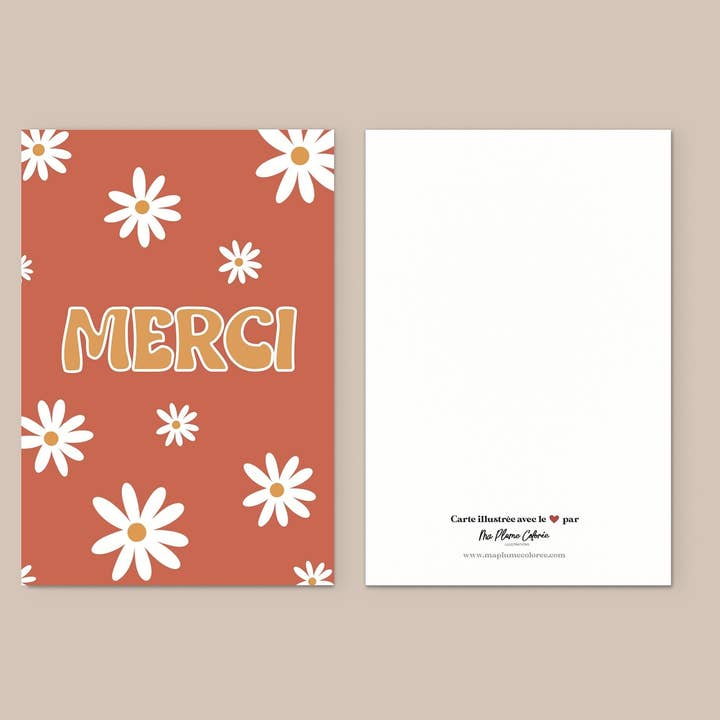 Biglietto di auguri - Grazie fiorito per la vendita all'ingrosso da parte di Ma Plume Colorée