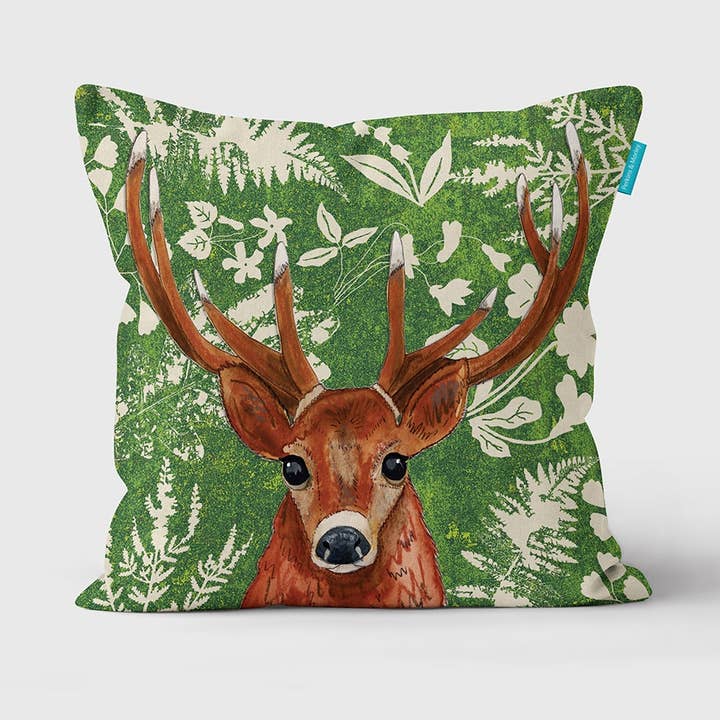 Wild Wood Stag Cushion for wholesale by Perkins & Morley