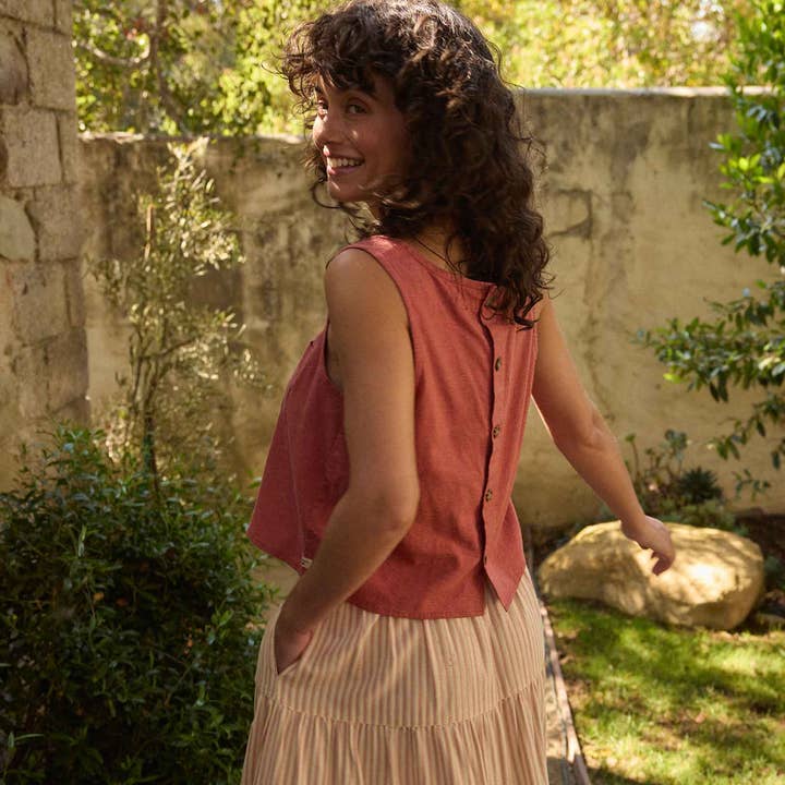 Taj Hemp Button Back Tank S26 for wholesale by Toad&Co