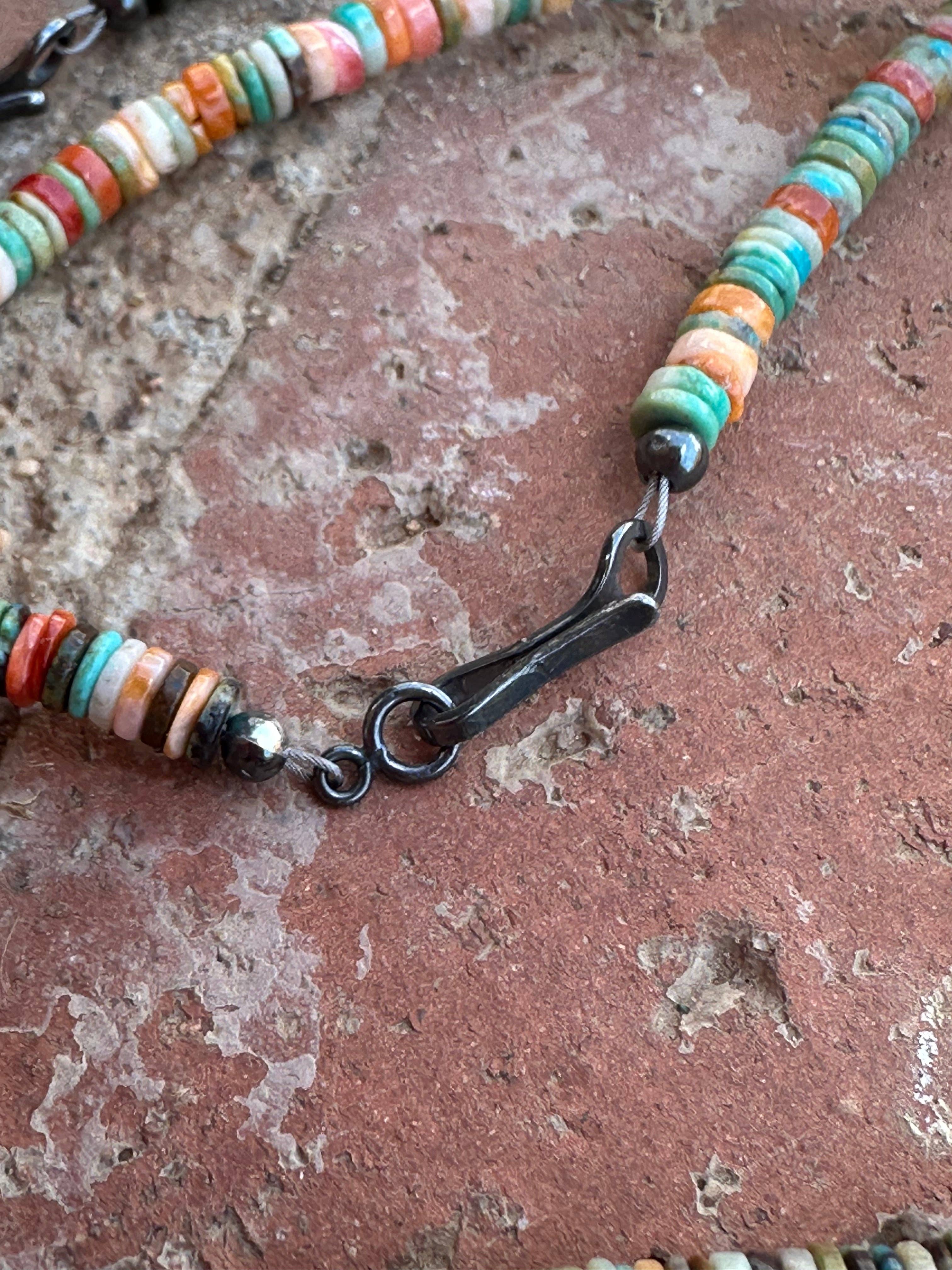 Nizhonitradersllc - Wholesale Beaded/Pearl Necklace - Navajo Kingman Turquoise & Spiny Sterling Silver 5mm Beaded Necklace6