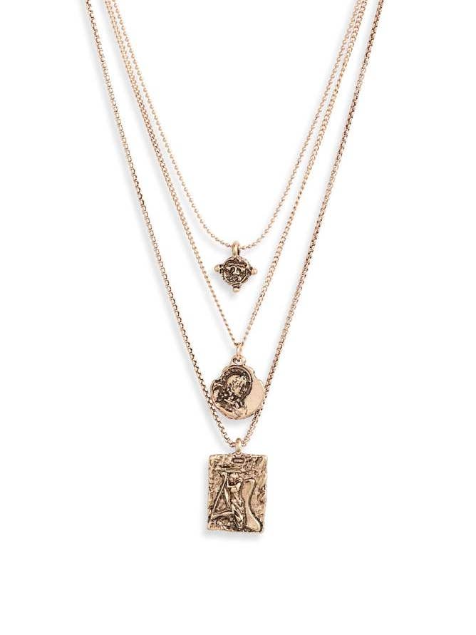 Collar triple surtido de monedas para venta al por mayor de Knotty Accessories